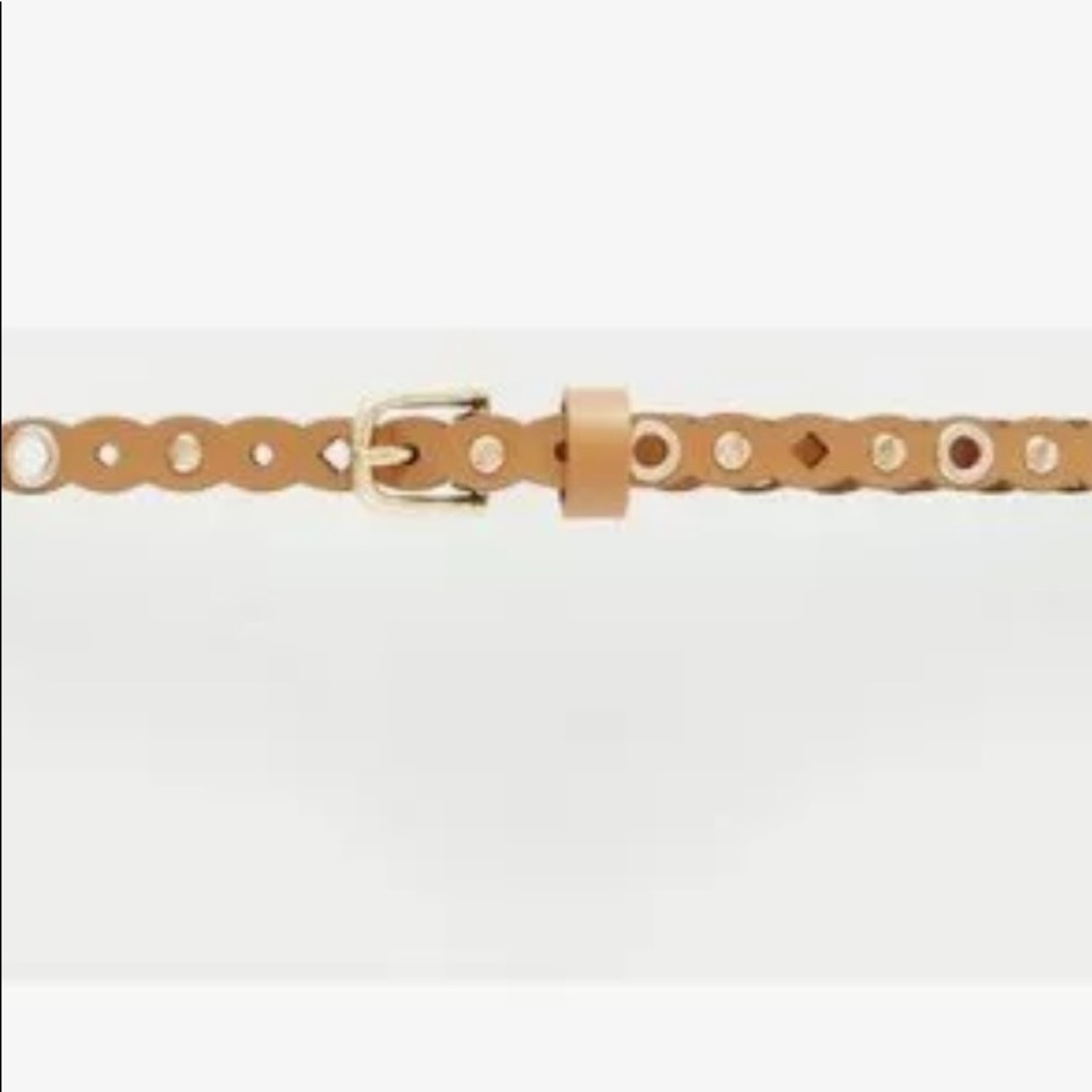Ann Taylor Grommet Leather Skinny Belt 405576 Tan